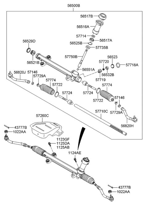 2023 Hyundai Tucson Rack Assembly-Power Steering Gear Box Diagram for 57710-3Q000
