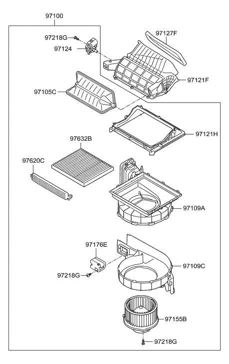 2015 Hyundai Sonata Hybrid Case-Blower,Lower Diagram for 97112-3S001