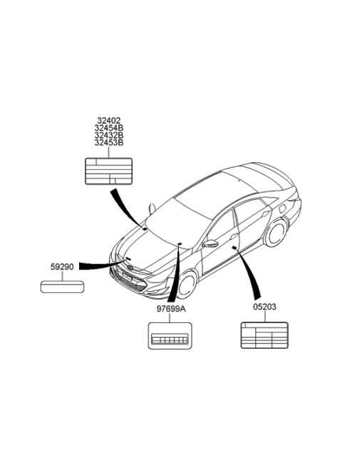 2011 Hyundai Sonata Hybrid Label-Emission Diagram for 32457-2G115