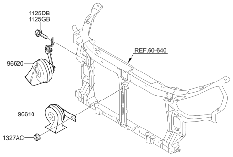 2023 Hyundai Tucson Horn Assembly-Low Pitch Diagram for 96610-3N000