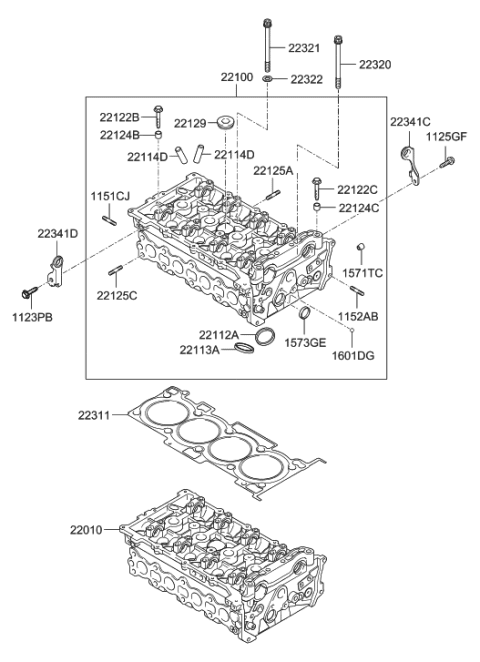 2011 Hyundai Sonata Hybrid Cylinder Head COMPT Sub Assembly Diagram for 73RY4-2GF00