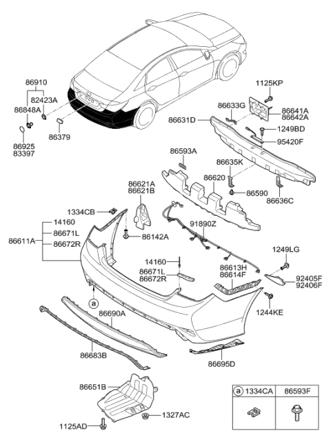 2012 Hyundai Sonata Hybrid Cover-Rear Bumper Side Under,RH Diagram for 86696-4R300