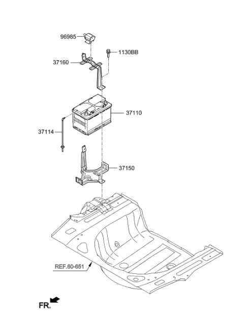 2012 Hyundai Sonata Hybrid Battery & Cable Diagram