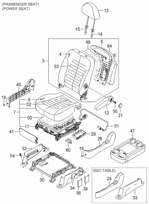 2006 Hyundai Entourage Produced Before OCT.29.2006 Front Seat Diagram 2