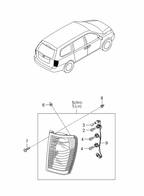 2006 Hyundai Entourage Produced Before OCT.29.2006 Rear Combination Lamp Diagram