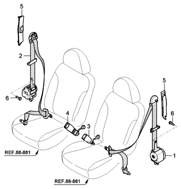 2006 Hyundai Entourage Produced Before OCT.29.2006 Front Seat Belt Diagram