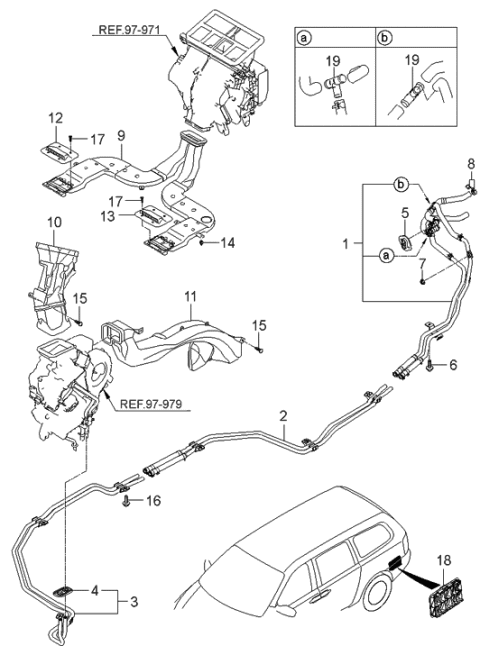 2006 Hyundai Entourage Produced Before OCT.29.2006 Heater System-Duct & Hose Diagram