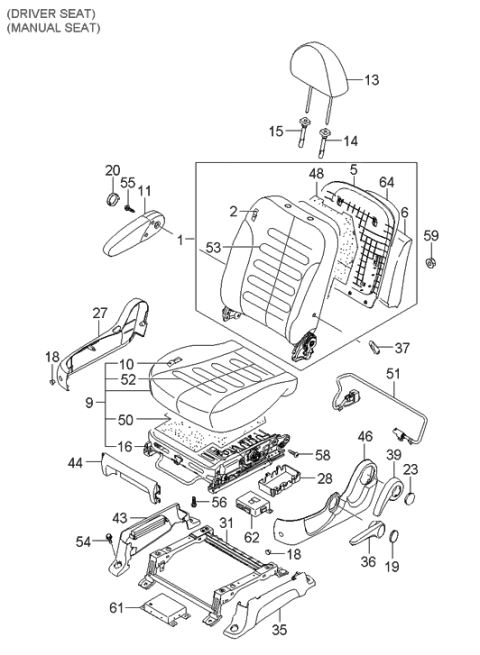 2006 Hyundai Entourage Produced Before OCT.29.2006 Front Seat Diagram 3