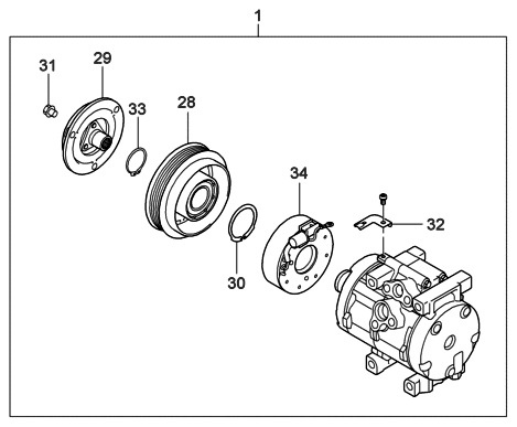 2006 Hyundai Entourage PULLEY Assembly-Air Conditioning Compressor Diagram for 97643-4D900