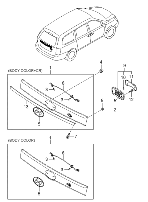 2006 Hyundai Entourage Produced Before OCT.29.2006 License Lamp Diagram