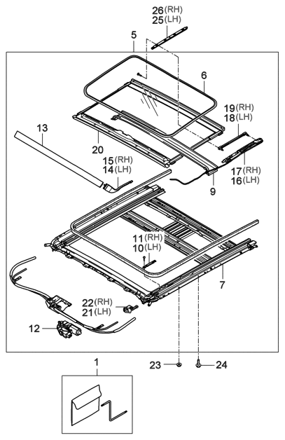 2006 Hyundai Entourage Produced Before OCT.29.2006 Sunroof Diagram 1
