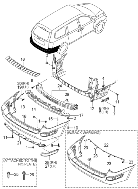 2006 Hyundai Entourage Bumper-Rear Diagram