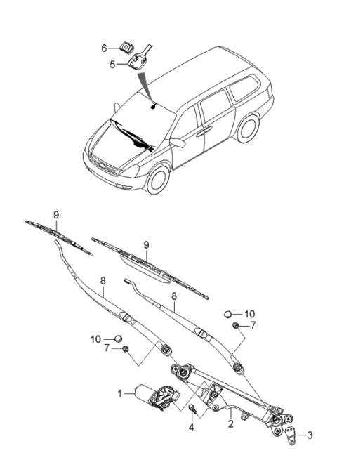 2006 Hyundai Entourage Produced Before OCT.29.2006 Windshield Wiper Diagram