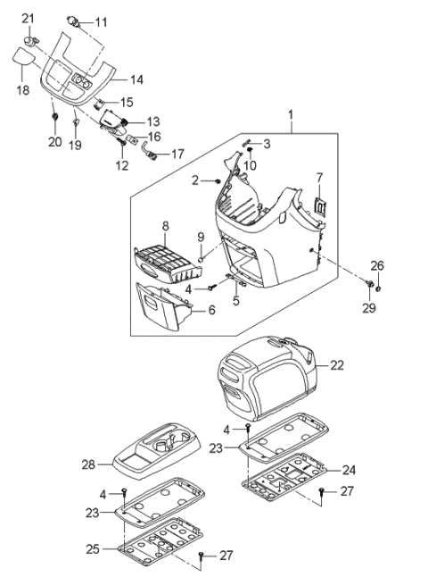 2006 Hyundai Entourage Cover-Console Upper Diagram for 84631-4D150-VA