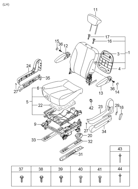 2006 Hyundai Entourage Produced Before OCT.29.2006 Rear Seat Diagram 2