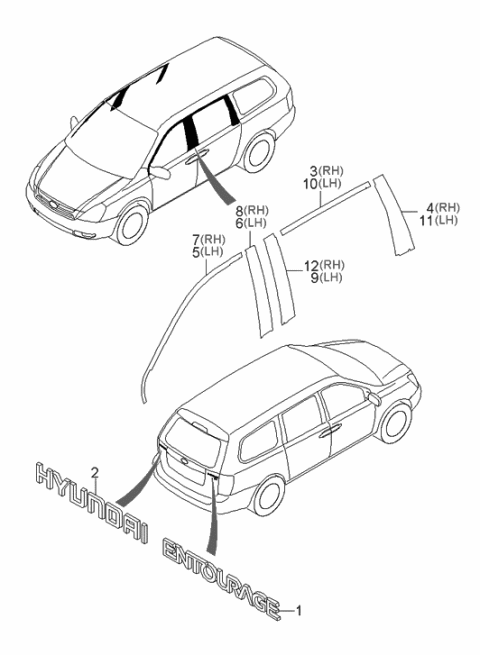 2006 Hyundai Entourage Produced Before OCT.29.2006 Emblem Diagram