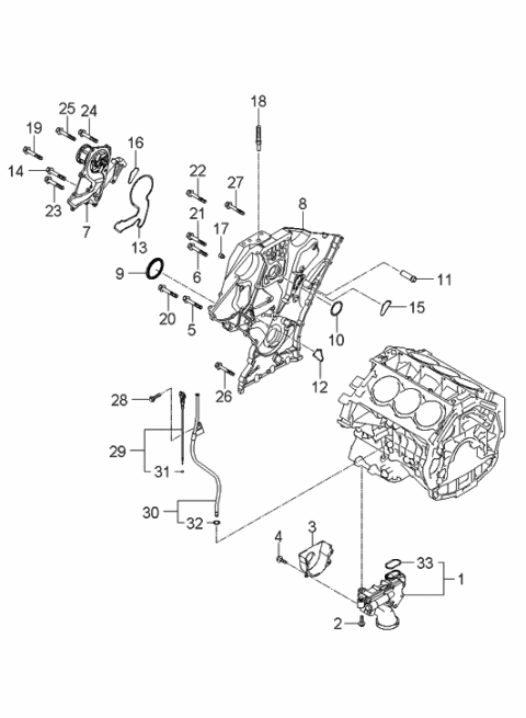 2006 Hyundai Entourage Timing Cover & Oil Pump Diagram