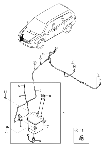 2006 Hyundai Entourage Front Windshield Washer Sprayer Nozzle Assembly Diagram for 98630-4J000