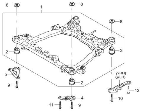 2006 Hyundai Entourage Crossmember-Front Diagram