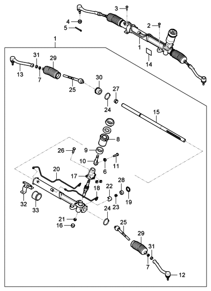 2006 Hyundai Entourage Power Steering Gear Box Diagram