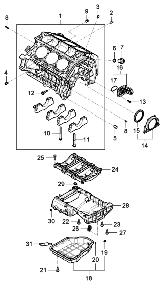 2006 Hyundai Entourage Block Sub Assembly-Cylinder Diagram for 21110-3C200