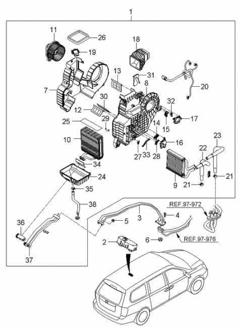 2013 Hyundai Tucson Rear Heater Control Assembly Diagram for 97340-4D000-TW