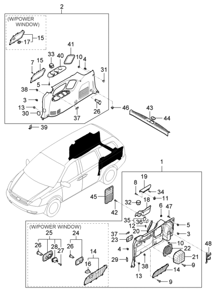 2006 Hyundai Entourage Produced Before OCT.29.2006 Luggage Compartment Diagram