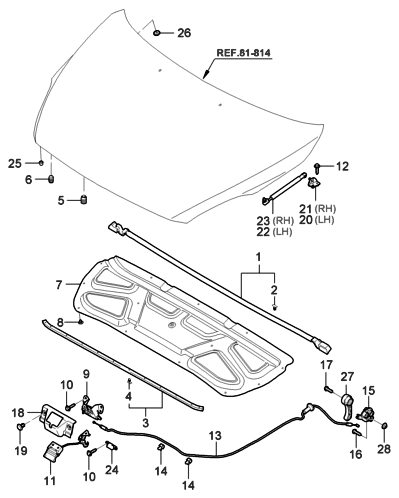 2006 Hyundai Entourage Produced Before OCT.29.2006 Fuel Filler Door Diagram