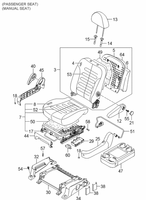 2006 Hyundai Entourage Front Seat Cushion Cover, Right Diagram for 88260-4J330-KS6