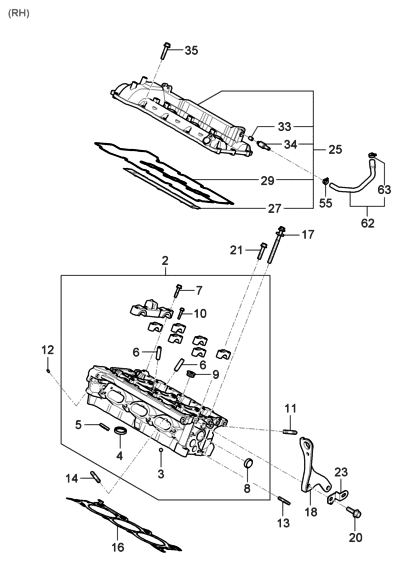 2006 Hyundai Entourage Produced Before OCT.29.2006 Cylinder Head & Cover Diagram 2