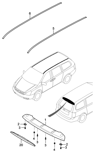 2006 Hyundai Entourage Rear Spoiler Diagram for 87200-4J000