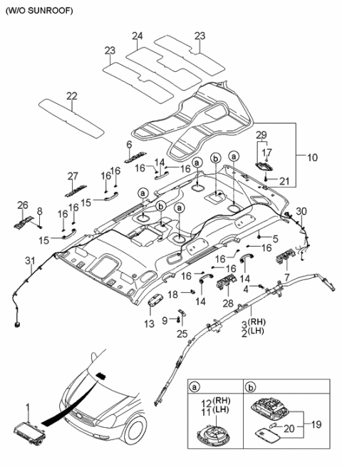 2006 Hyundai Entourage Headlining Diagram 1