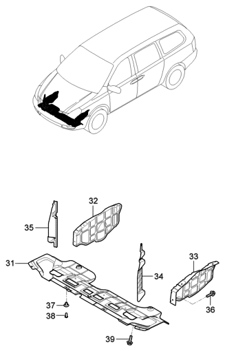 2006 Hyundai Entourage Produced Before OCT.29.2006 Mud Guard & Engine Cover Diagram 2