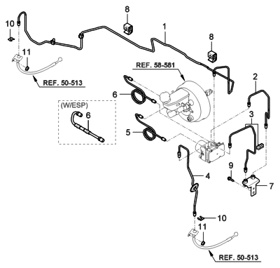 2006 Hyundai Entourage Produced Before OCT.29.2006 Brake Fluid Line Diagram