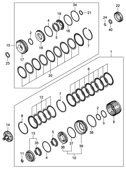2006 Hyundai Entourage Clutch Assembly-Reverse & Over DRI Diagram for 45410-3A500