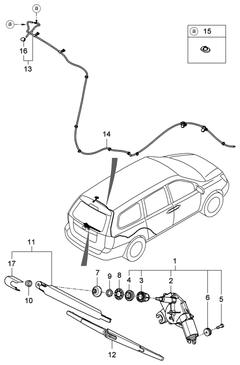 2006 Hyundai Entourage Produced Before OCT.29.2006 Windshield Wiper-Rear Diagram