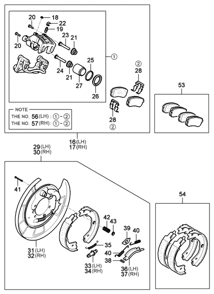 2013 Hyundai Tucson Rear Disc Brake Pad Kit Diagram for 58302-4DU01