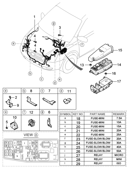 2006 Hyundai Entourage Wiring Assembly-Front Diagram for 91205-4D321