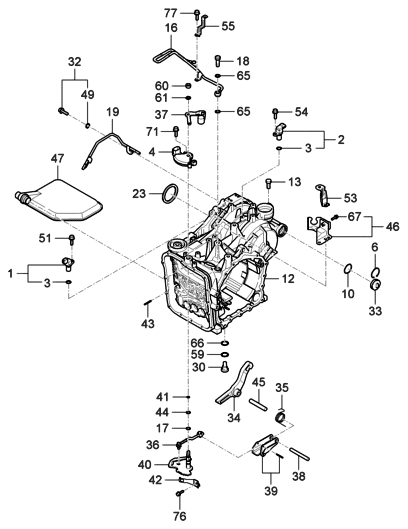 2006 Hyundai Entourage Produced Before OCT.29.2006 Transaxle Case-Auto Diagram 2
