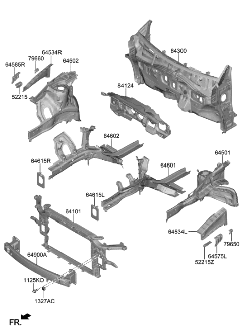 2020 Hyundai Kona Fender Apron & Radiator Support Panel Diagram