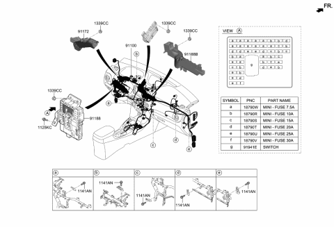 2020 Hyundai Elantra Instrument Panel Junction Box Assembly Diagram for 91950-J9010