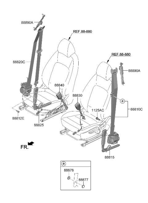 2020 Hyundai Elantra Front Right Seat Belt Assembly Diagram for 88820-J9500-RWE