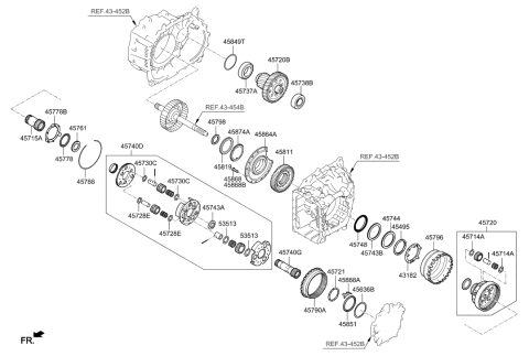 2020 Hyundai Elantra Carrier Assembly-Planetray,Center Diagram for 45760-3F800