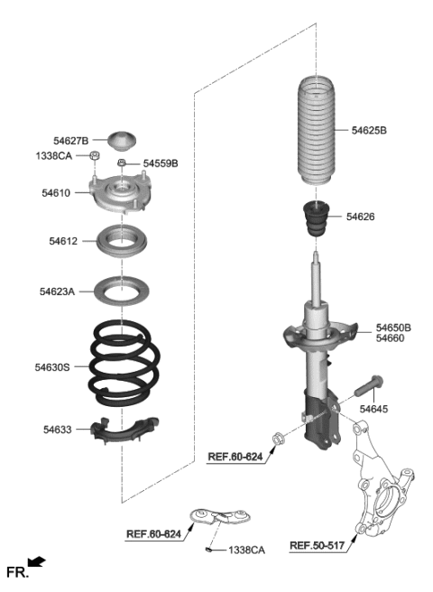 2018 Hyundai Kona Strut Assembly, Front, Right Diagram for 54651-J9700