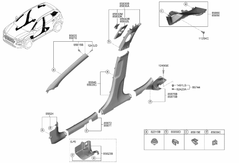 2019 Hyundai Kona Trim Assembly-Rear Pillar LH Diagram for 85850-J9000-TRY