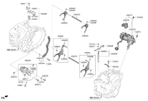 2020 Hyundai Kona Gear Shift Control-Manual Diagram