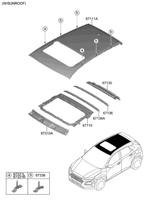 2021 Hyundai Kona Ring Assembly-Sunroof Reinforcement Diagram for 67115-J9050