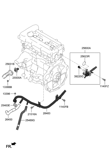 2019 Hyundai Kona Coolant Pipe & Hose Diagram 1