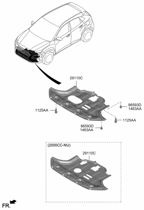 2019 Hyundai Kona Under Cover Diagram