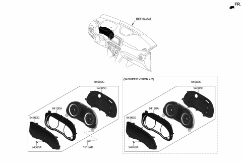 2019 Hyundai Kona Cluster Assembly-Instrument Diagram for 94011-J9100